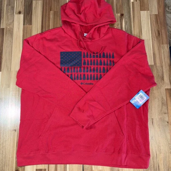 Columbia Men's Trek Graphic Hoodie, Mountain Red/Treestriped Flag, XX-Large NWT - Picture 6 of 15